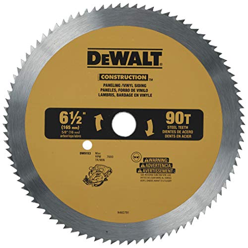 DEWALT Circular Saw Blade, 6 1/2 Inch, 90 Tooth, Vinyl Cutting (DW9153) DEWALT