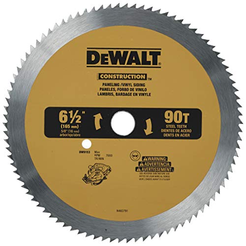 DEWALT Circular Saw Blade, 6 1/2 Inch, 90 Tooth, Vinyl Cutting (DW9153) - WoodArtSupply