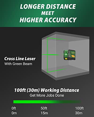 ALEAPOW Self-Leveling Laser Level, 100ft Green Cross Line Laser, Compact and Lightweight, Horizontal&Vertical Line for DIY Application, Rotatable - WoodArtSupply