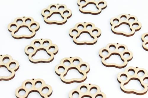 ALL SIZES BULK (12pc to 100pc) Unfinished Wood Wooden Laser Cutout Puppy Dog Paw Prints Dangle Earring Jewelry Blanks Charms Shape Crafts Made in Texan Wood Crafts