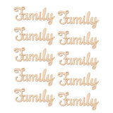 SUPVOX 10pcs Unfinished Family Wood Words Ornaments, Rustic Crafts Wooden Family Letters Alphabet Script for Christmas Tree Crafts Home Wedding DIY SUPVOX