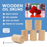 Wooden Oil Drums 1-5/8 Inch, Pack of 25, Small Unfinished Cargo Barrel, Perfect for Miniatures, Scale Models, Play Train Making or Woodworking Craft Woodpeckers