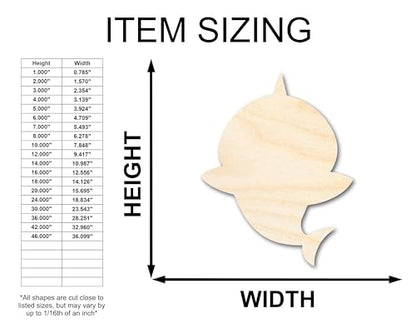 Unfinished Wood Cute Shark Shape - Craft - up to 36" 42" / 3/4" - WoodArtSupply