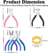 5 Packs Jewelry Pliers Set, Jewelry Making Tools with Needle Nose Pliers/Round Nose Pliers/Chain Nose Pliers/Bent Nose Pliers/Zipper Pliers, Jewelry Mckanti