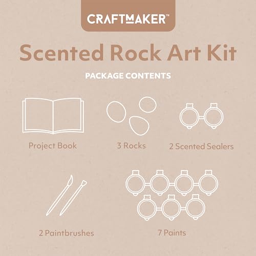 Craft Maker: Scented Rock Art Kit - DIY Rock Painting for Adults, All-in-1 Kit, Spa & Sandalwood Scented Sealers, Unique Easy-to-Follow Projects - WoodArtSupply