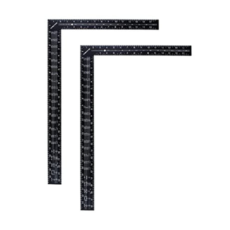 POWERTEC 80008-P2 16 Inch x 24 Inch Steel Framing Square with Rafter Tables, L Shaped Tool for Carpenter Square, Woodworking Square, Right Angle POWERTEC