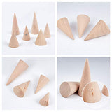 FINGERINSPIRE 10 Pcs Natural Wood Cone Ring Holders Wooden Ring Display Stands with 10 Different Size Unpainted Wooden Cones Jewelry Display DIY FINGERINSPIRE
