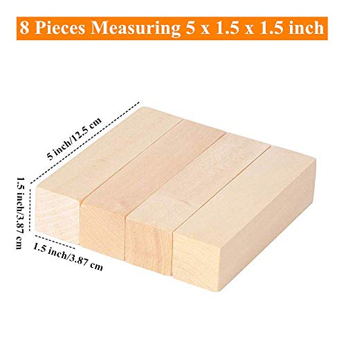 8 Pack Basswood Carving Blocks 4 X 2 X 2 Inch, Large Whittling Wood Carving  Blocks Cubes Kit for Kids Adults Beginners or Expert