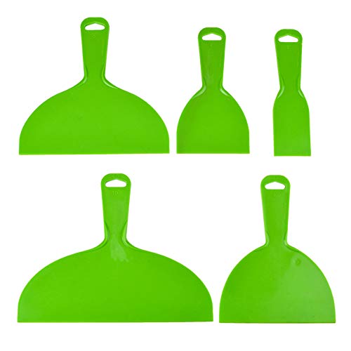 zYoung 5 Pcs Reusable Plastic Putty Knife Set Flexible Scraper Tool Flexible Paint Scrapers Tool for Decals, Wallpaper, Baking, Wall and Car Putty, zYoung