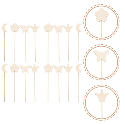 Toyvian 16pcs Handmade Wand Princess Birthday Party Supplies Princess Wand Unfinished Blank Princess Fairy Wands Kit Kids Diy Toy Fairy Sticks Fairy Toyvian