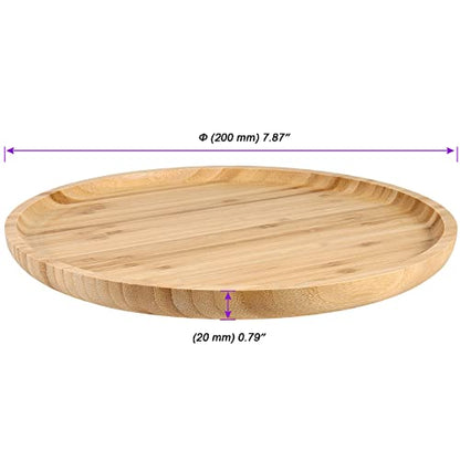 JOIKIT 5 Pack 8 Inch 20cm Bamboo Round Platter, Fine Polished Round Wood Plates Bamboo Serving Tray for Holding Fruit, Bread, Cheese, Nut, Coffee, - WoodArtSupply