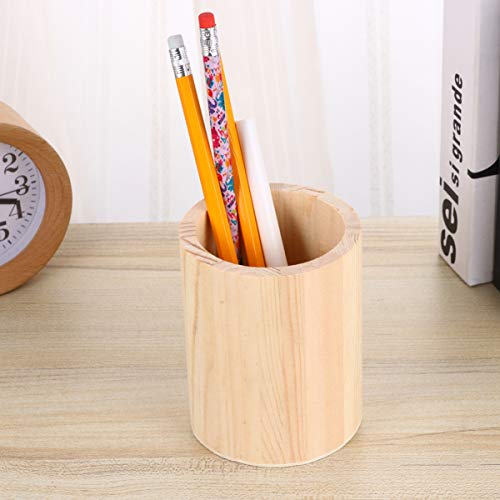 HEALLILY 2 Pcs Unfinished Wood Pen Pencil Holder Container Stationery Case Office Desktop Organizer Storage Case Stationery Storage Box for School