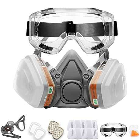 RANKSING ：SFM-6200 Reusable Dustproof Active Carbon Respirator with Glasses , for Dustproof and Formaldehyde, Decoration, Paint and Polishing and RANKSING