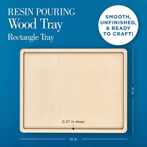 Mod Podge, Rectangle Wood Tray, 11" x 14" Pouring Surface for Epoxy, DIY Supplies for Resin Arts and Crafts Projects, 25487