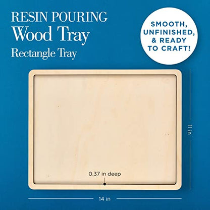 Mod Podge, Rectangle Wood Tray, 11" x 14" Pouring Surface for Epoxy, DIY Supplies for Resin Arts and Crafts Projects, 25487