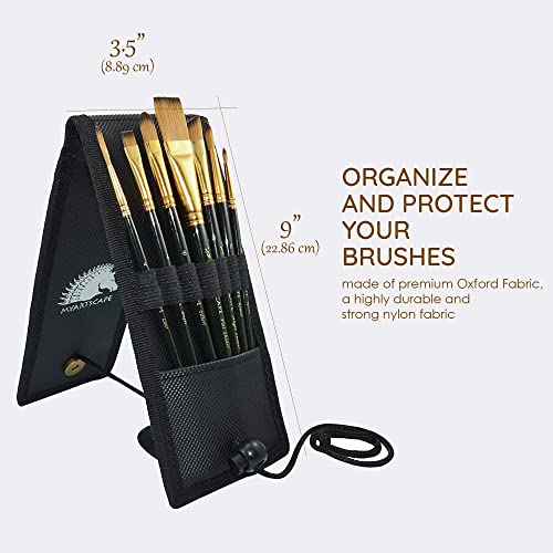 MyArtscape Pocket Paint Brush Set - 7 Artists' Paintbrushes for Watercolor, Acrylic and Oil Painting - Set 1 - Quality Art Supplies MyArtscape
