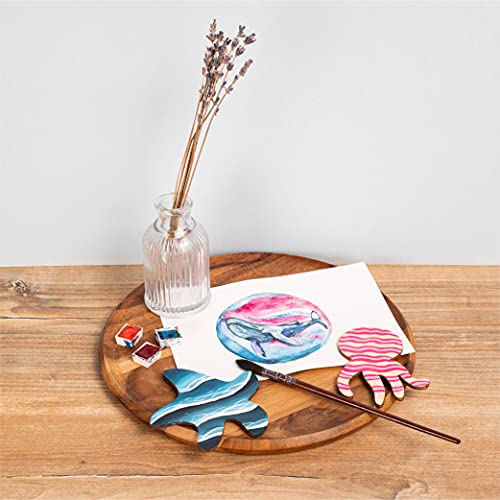 PLYDOLEX 24 Pieces Unfinished Wooden Cutouts Sea Animals Cutouts - 6 Shapes of Fish Cutouts: Wooden Stars, Dolphin Cutout, Octopus Cutout and Others Plydolex