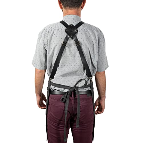 LEGACY - a Picnic Time brand Collins Mixologist Apron Waxed Canvas with Corkscrew and Bottle Opener, One Size, Gray with Black Accents PICNIC TIME