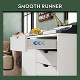 DEVAISE 5-Drawer Wood Dresser Chest with Door, Mobile Storage Cabinet, Printer Stand for Home Office DEVAISE