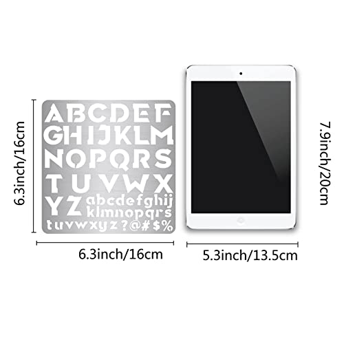 GORGECRAFT 6.3 Inch Metal Letter Stencil Stainless Steel Lettering Alphabet Symbol Painting Template Number Stencils Journal Tool for Painting, Wood GORGECRAFT