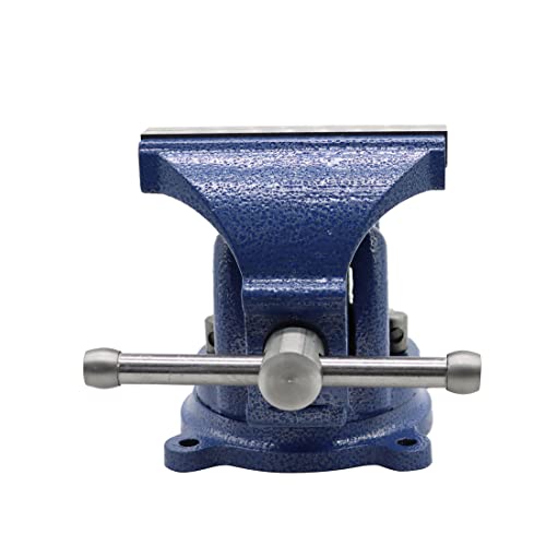 Nakkaa 5" Bench Vise Ductile Cast Iron Bench Vise with 360° Flexible Swivel Locking Base Heavy Duty Home Work 5 Inch Bench Vice - WoodArtSupply