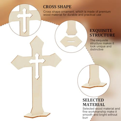 OLYCRAFT 30 Sets 3 Style Wooden Cross 4.3x1.3 Inch DIY Wood Cross Ornament Unfinished Wood Crosses Catholic Wood Crosses Rustic Standing Cross for