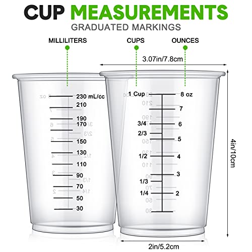 200 Count Disposable Measuring Cups for Resin 8 oz Clear Plastic Epoxy Cups Reusable Multipurpose Stain Paint Liquid Mixing Cups for Cooking and - WoodArtSupply