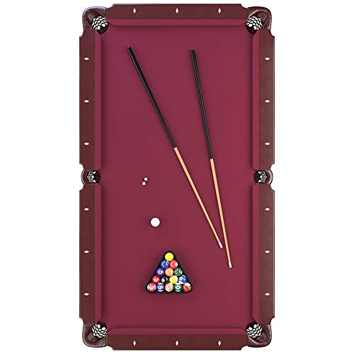 Fat Cat by GLD PRODUCTS Reno 7.5â€™ Pool Table with Dark Cherry Finish and Wine Colored Cloth, Accuslate Billiard Surface for Consistent Straight Fat Cat by GLD Products
