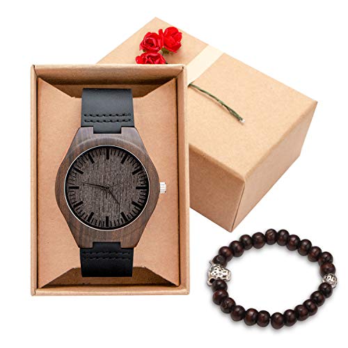 Kenon Personalized Wood Watches Gifts for Boyfriend, Engraved Handmade Mens Wood Watches for Boyfriend Christmas Anniversary Valentine's Day Gifts Kenon