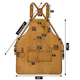 UUP Woodworking Apron for Men 20 oz Work Apron for Men with 9 Tool Pockets, Heavy Duty Waxed Canvas Apron Fit for Size S to XXL, Khaki UUP