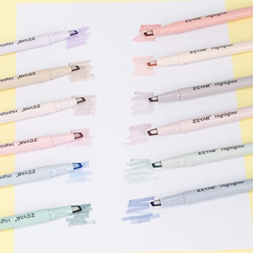 ZEYAR Clear View Highlighter Pen, See-Through Chisel Tip & Fine Tip, Dual Tips Marker, Water Based, No bleed, Quick Dry (12 Cream Colors) - WoodArtSupply