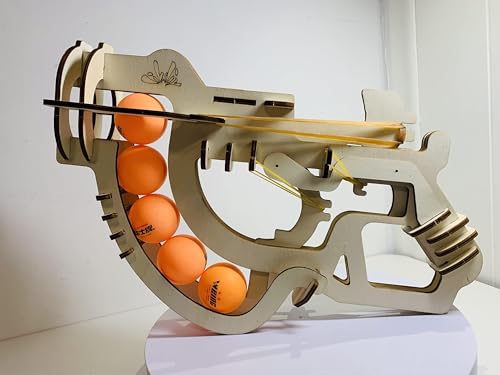 3D Wooden PuzzleRubber Band Gun-Table Tennis Gun, Table Tennis Shooter Flmitey