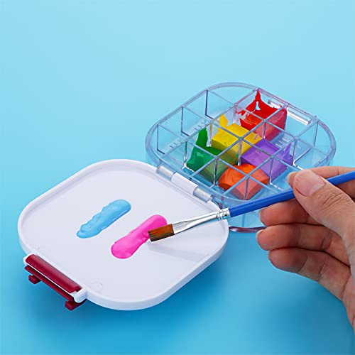 Paint Saver Storage Palette Box 16-Well Portable Airtight (Red, 0.95”x 4.6”x 3.5") DQITJ