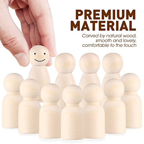 Toyvian Wooden Peg Dolls Unfinished, 1- 1/ 3 inch Wood Peg Dolls, Pack of 40 Wooden People Pegs for DIY Crafting Painting Handicrafts Wooden Peg Toyvian