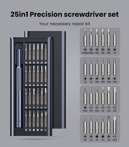 AXTH 25-in-1 Small Precision Screwdriver Set, Professional Magnetic Mini Repair Tool Kit for Phone, Computer, Watch, Laptop, Macbook, Game Console, AXTH