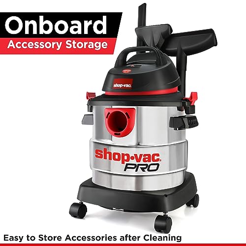 Shop-Vac 5 Gallon 4.5 Peak HP Wet/Dry Vacuum, Stainless Steel Tank, Portable Shop Vacuum with Attachments for Jobsite, Garage & Workshop. 5989300 Shop-Vac