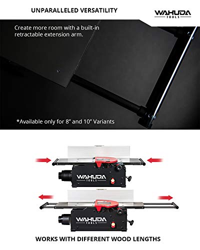 Wahuda Tools Jointer - 10-inch Benchtop Wood Jointer, Spiral Cutterhead Portable Jointer, Cast Iron Tables w/Pull Out Extensions, 4-Sided Carbide - WoodArtSupply