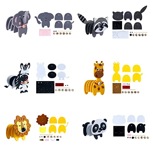 Animals Craft Kit - Educational Toys for Kids, Felt Craft Kit Including 6 Wild Friends, Elephant Zebra Panda Lion Raccoon Giraffe, DIY Activity Coola