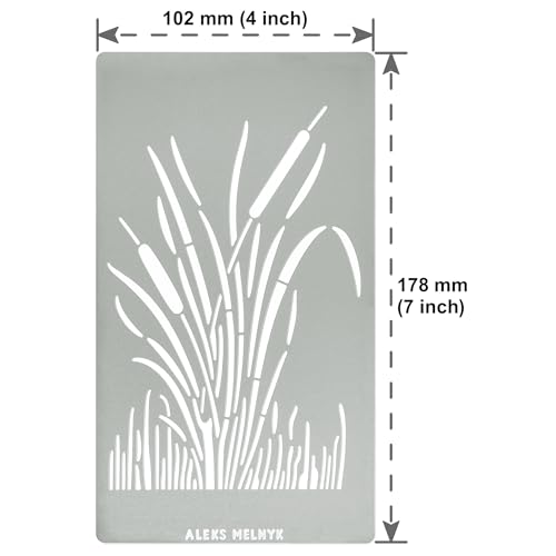 Aleks Melnyk No.279 Metal Stencil, Patterns, Bush Reeds, Small Stencil, 1 PC, Template for Wood Burning, Engraving, Crafting, Scrapbook, Art, Ornate - WoodArtSupply