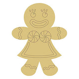 Gingerbread Girl Design by Lines Cutout 1 Item Per Pack Door Hanger Christmas Decor Holiday Unfinished Wood MDF Shape Canvas Style 1 Art 1 (24") Diverse Woodworking