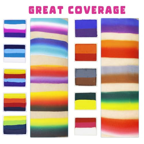 Bowitzki Professional Face Painting Kit For Kids Adults12 x 10gm Face Paint Set Stencil One Stroke Split Cakes Palette Non Toxic Rainbow Flora Bowitzki