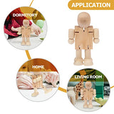 Kisangel 4pcs Wooden Robot Kids Wooden Toys Arts and Crafts for Unfinished Bodies Joint Figure Wooden Doll Adjustable Wooden Figure Paintable Wooden Kisangel