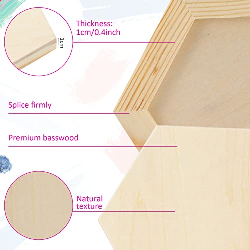 12 Pcs Wood Panel Boards for Painting 6'' Unfinished Wooden Canvas Panel Square Hexagon Triangle Boards Blank Wood Blocks Crafts for Arts Crafts