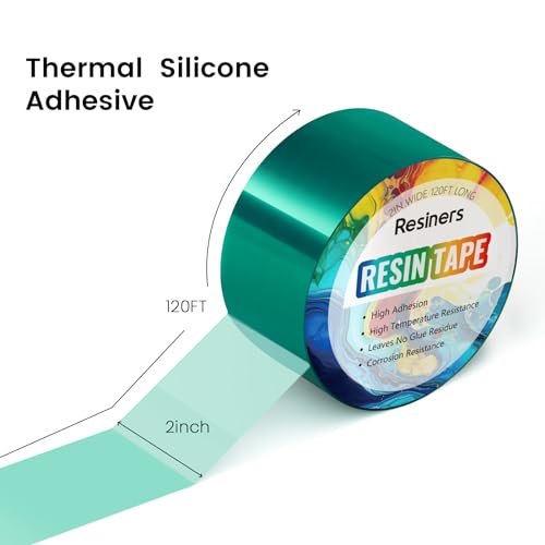 Resiners Resin Tape for Epoxy Resin Molding - 2IN W x 120FT L - Thermal Adhesive Tape, High Temperature Resistance, Easy Peel-Off, Release Resin Tape Resiners