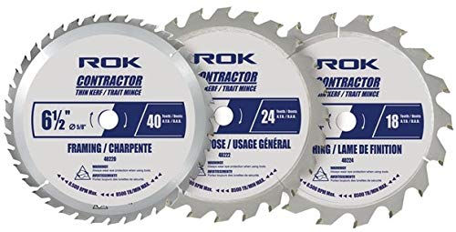 ROK 6-1/2 inch Circular Saw Blade Set, Pack of 3 ROK Power Tools