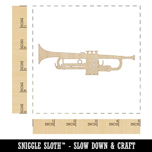 Trumpet Music Instrument Silhouette Unfinished Wood Shape Piece Cutout for DIY Craft Projects - 1/8 Inch Thick - 4.70 Inch Size - WoodArtSupply