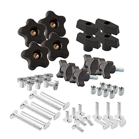 POWERTEC 71174V T Track Knob Kit, 5/16-18 Threaded bolts and Washers, 46 Piece Set, T Track Bolts, T Track Accessories for Woodworking Jigs and POWERTEC