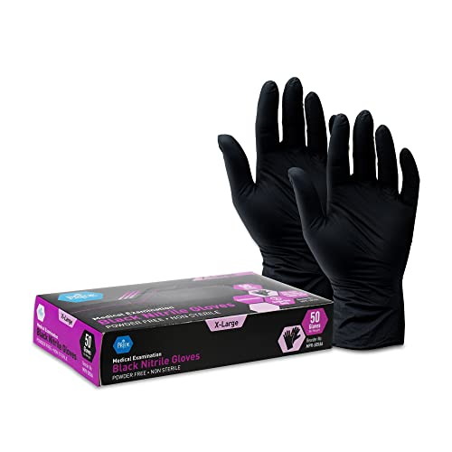 MED PRIDE Black Nitrile Examination Gloves Medium [Box of 50]- 4 Mil Thick Disposable Latex/Powder-Free Surgical Gloves For Doctors Hospital & Home MED PRIDE