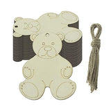 Lilyzhu 20-Pack Wooden Bear Shaped Cutouts Hanging Wood Sign for DIY Crafts (3.2 x 3.8 x 0.1 in) Lilyzhu