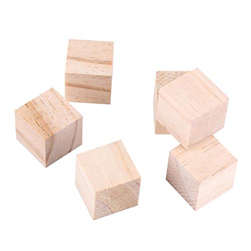 10pcs Wood Cubes, 25mm/0.98inch Wood Square Blocks Cubes Woodwork Craft Accessary for Puzzle Making, Crafts, and DIY Projects.